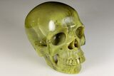 Realistic, Polished Jade (Nephrite) Skull #199580-1